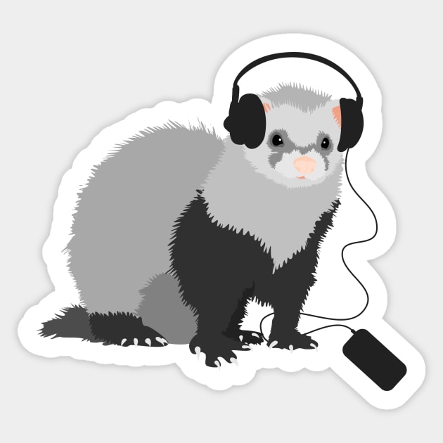 Music Loving Ferret Sticker by Boriana Giormova